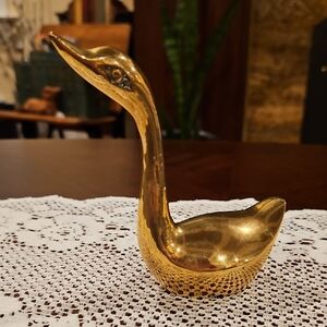 Solid & Beautiful Vintage Brass Swan